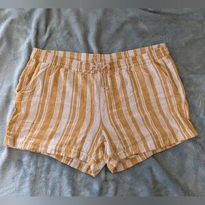 Old Navy High‑Waist Tan & White Striped Shorts | Women’s XXL
